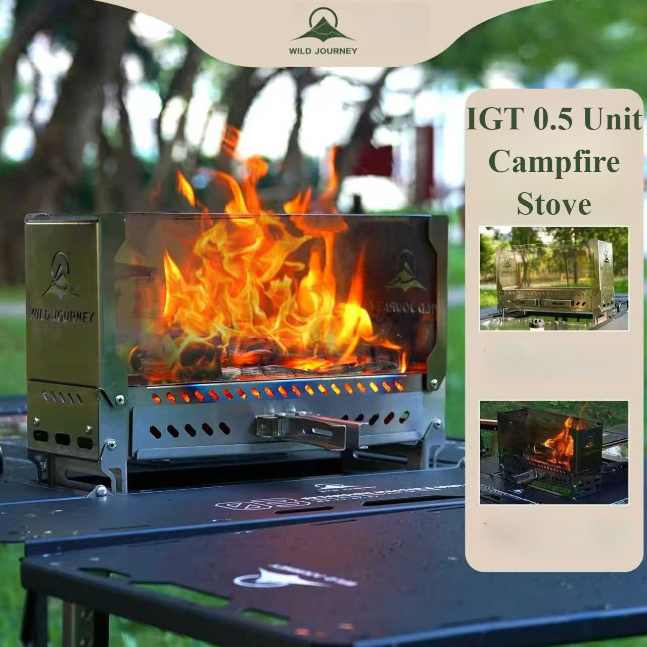 Outdoor Camping Fire Pit - SmiloDon Camping Folding Brazier IGT Half-Unit