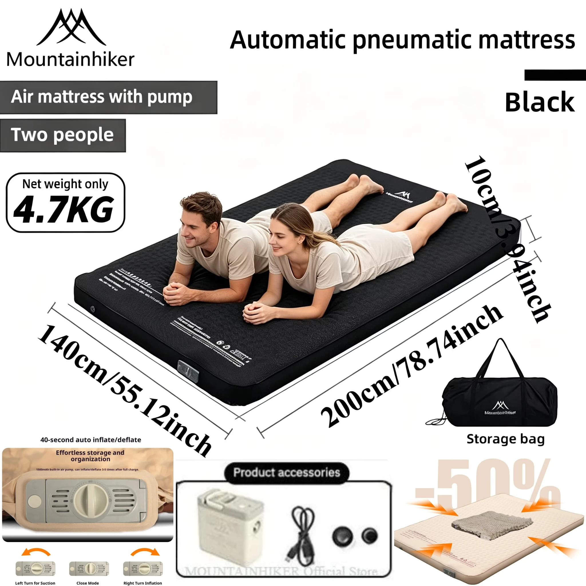 Outdoor Camping Carpet - MOUNTAINHIKER Aufblasbare Matratze Campingbett mit Luftpumpe