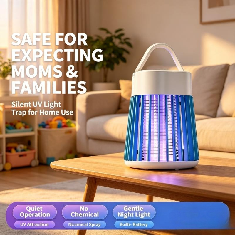 Outdoor Camping Bug Zapper - Tragbare Mückenkiller-Lampe UV-Lichtfalle Elektrischer Insektenvernichter Geräuschlos