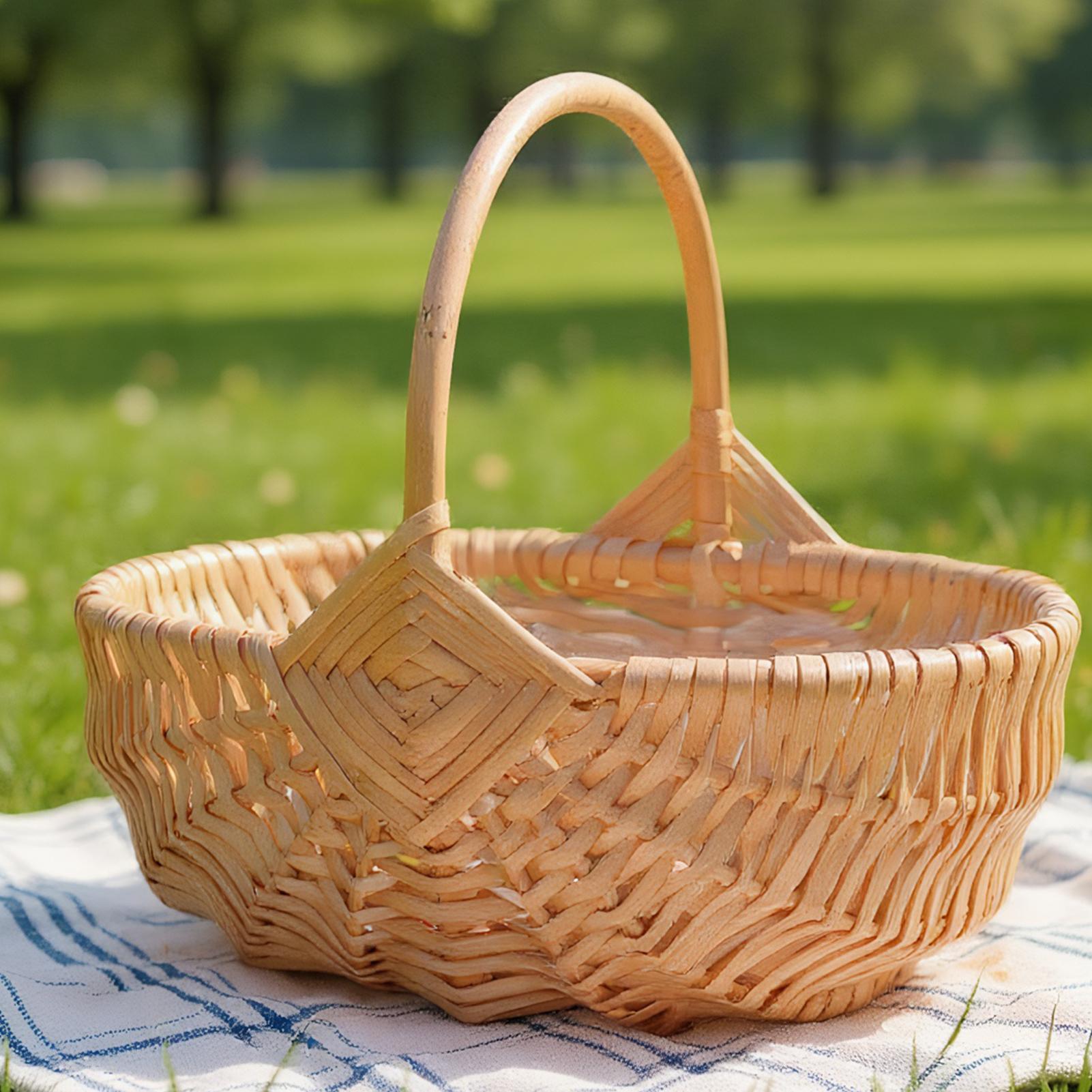 Outdoor Activities In Camping - Gewebter Picknickkorb aus Weidengeflecht mit Griff,