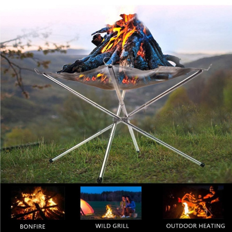 Outdoor Camping Fire Pit - Tragbarer Outdoor-Grillrost für Lagerfeuer, Camping-Feuerstelle aus