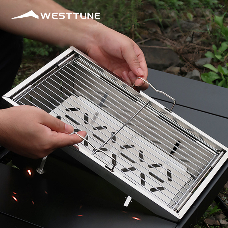 Outdoor Camping Fire Pit - WESTTUNE IGT Barbecue Grill, zusammenklappbar, Holzkohle,