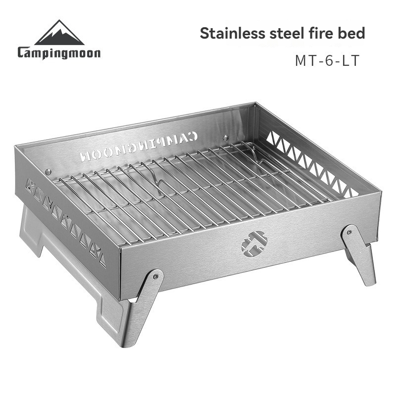 Outdoor Camping Fire Pit - CAMPINGMOON MT-6-LT Outdoor-Edelstahl-Feuerstelle Camping-Feuertisch tragbarer, faltbarer