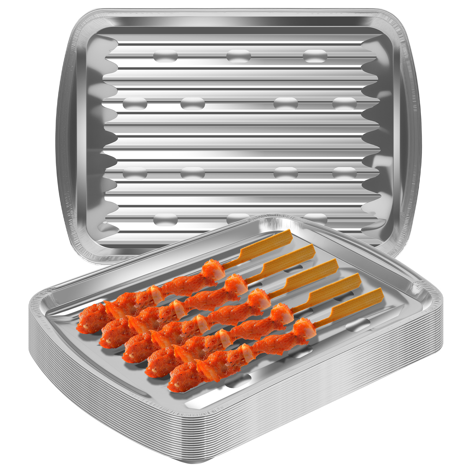 Outdoor Camping Kitchen - Aluminiumfolien-Tabletts, antihaftbeschichtete Backformen, Grillschüssel in Lebensmittelqualität