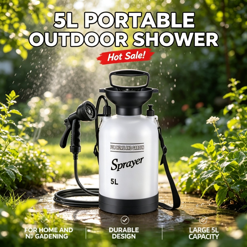 Outdoor Camping Carpet - 5L Tragbare Campingdusche Manuelle Drucksprühflasche mit