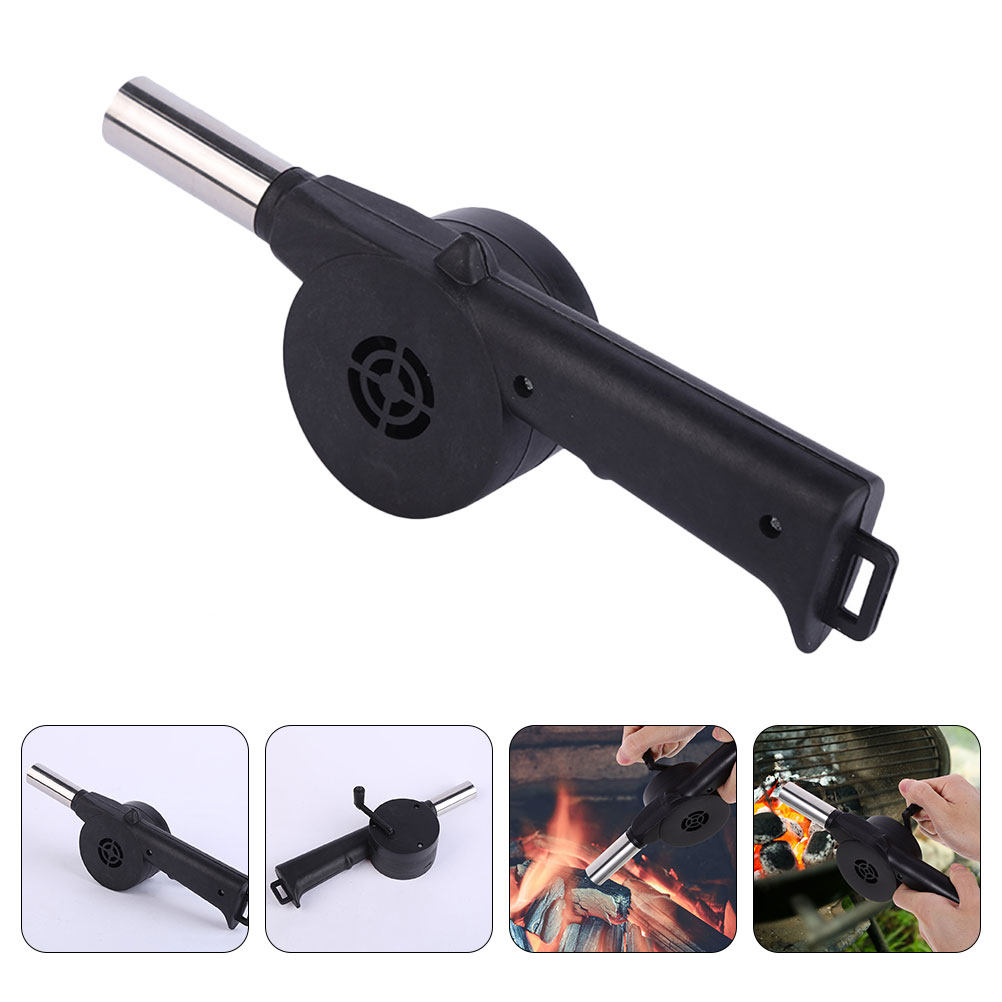 Outdoor Camping Fire Pit - Manueller Gebläse-Ventilator Schwarz mit Handkurbel für