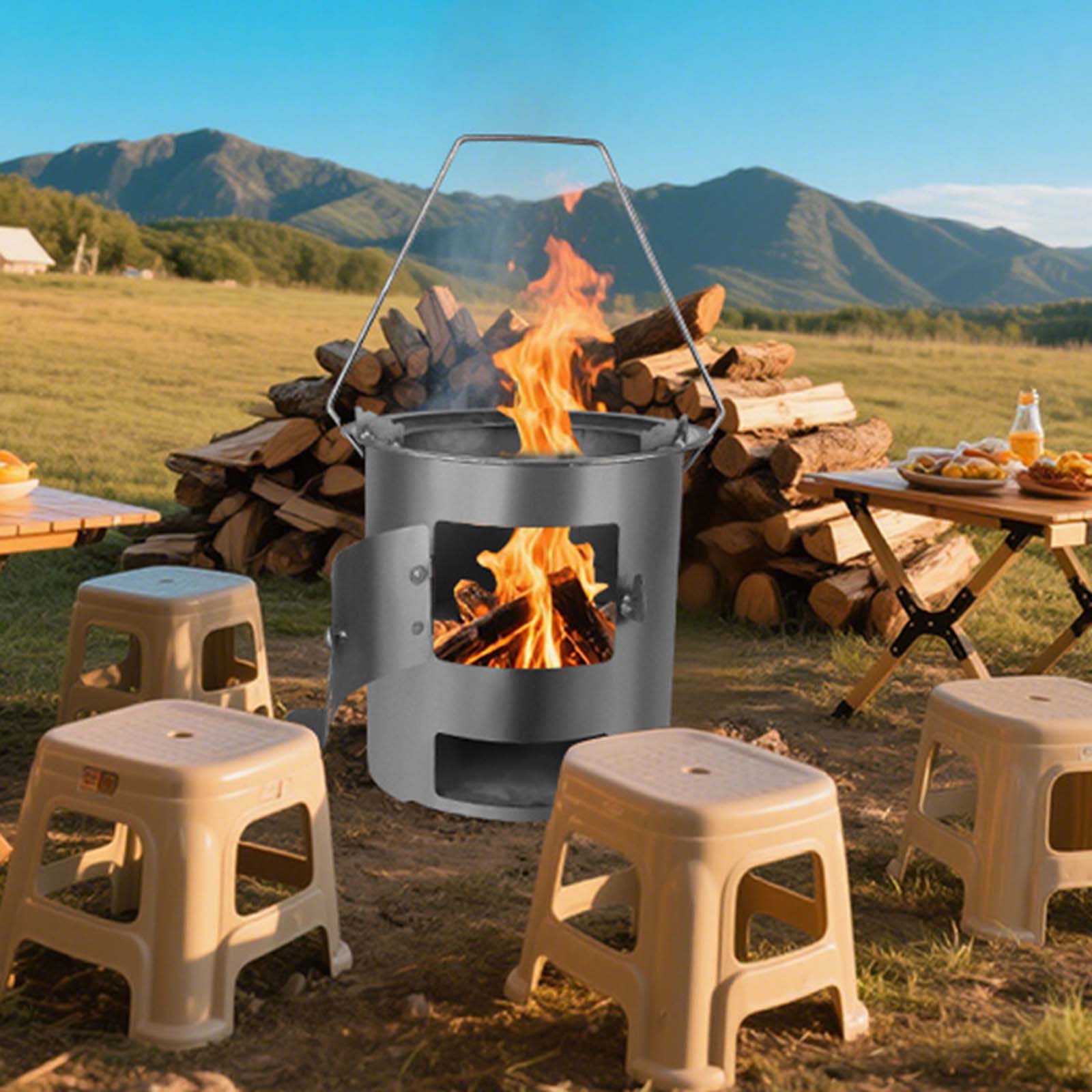 20 cm tragbarer Holzofen, Outd – Outdoor Camping Fire Pit Bewertung und Preis